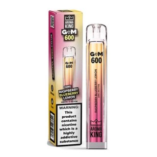 Jednorazowy e-papieros Aroma King Gem 700 puffs 0mg (bez nikotyny) - Raspberry Blueberry Lemon