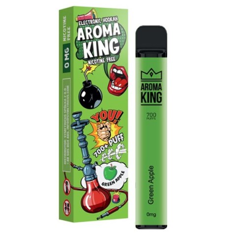 Jednorazowy e-papieros Aroma King Hookah 700 puffs 0mg (bez nikotyny) - Green Apple