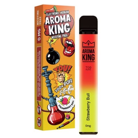 Jednorazowy e-papieros Aroma King Hookah 700 puffs 0mg (bez nikotyny) - Strawberry Bull