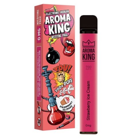 Jednorazowy e-papieros Aroma King Hookah 700 puffs 0mg (bez nikotyny) - Strawberry Ice Cream