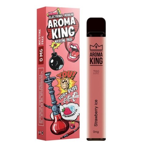 Jednorazowy e-papieros Aroma King Hookah 700 puffs 0mg (bez nikotyny) - Strawberry Ice