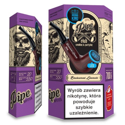 Jednorazowy e-papieros Aroma King Pipe Ray 700+ 20mg Salt - Blackcurrant Lemonade