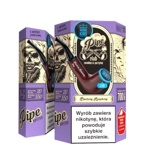 Jednorazowy e-papieros Aroma King Pipe Ray 700+ 20mg Salt - Blueberry Raspberry