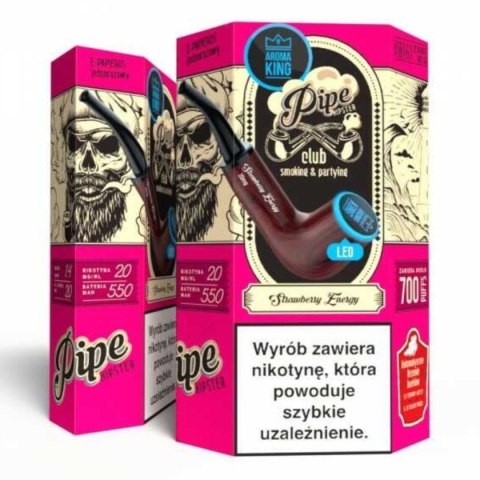 Jednorazowy e-papieros Aroma King Pipe Ray 700+ 20mg Salt - Strawberry Energy