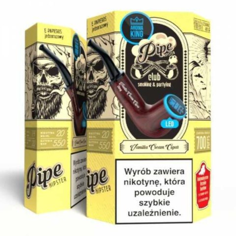 Jednorazowy e-papieros Aroma King Pipe Ray 700+ 20mg Salt - Wanilia Cream Cigar