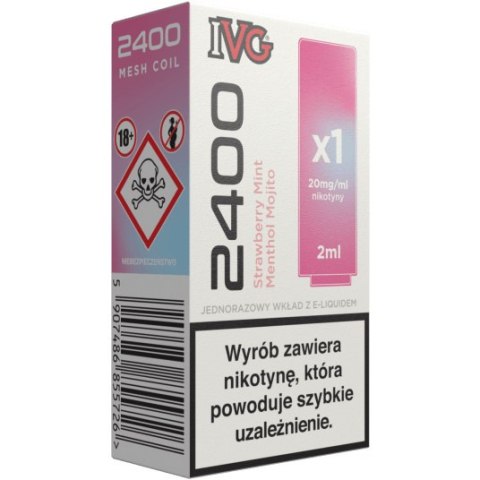 Wkład do e-papierosa IVG 2400 - Strawberry Mint Menthol Mojito 20mg