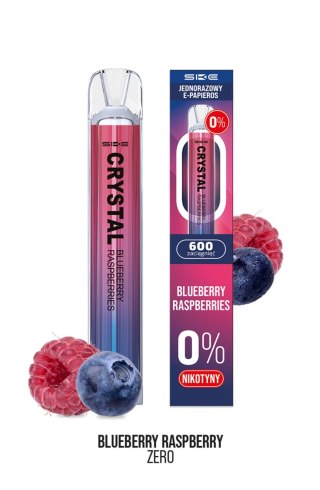 Jednorazowy e-papieros Crystal 600 zaciągnięć 0 mg (bez nikotyny) - Blueberry Raspberries