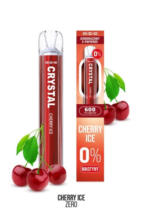 Jednorazowy e-papieros Crystal 600 zaciągnięć 0 mg (bez nikotyny) - Cherry Ice