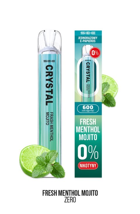 Jednorazowy e-papieros Crystal 600 zaciągnięć 0 mg (bez nikotyny) - Fresh Menthol Mojito