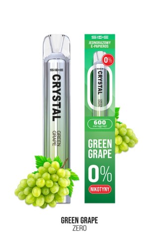 Jednorazowy e-papieros Crystal 600 zaciągnięć 0 mg (bez nikotyny) - Green Grape