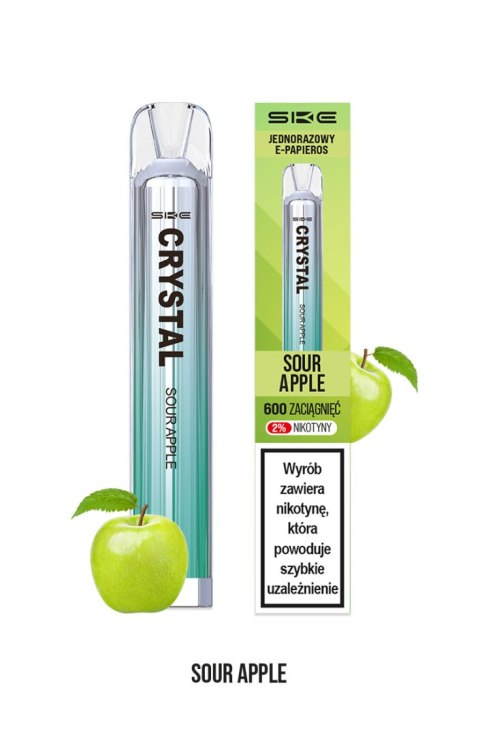 Jednorazowy e-papieros SKE Crystal 600 Puffs 20mg - Sour Apple