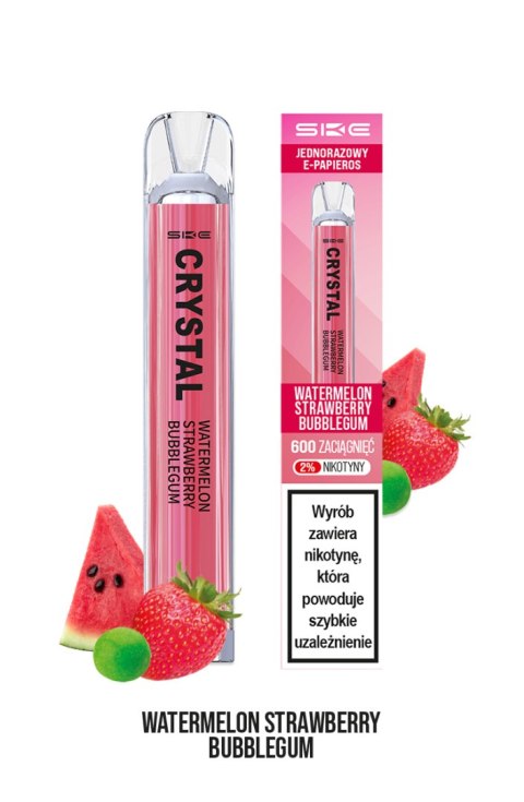 Jednorazowy e-papieros SKE Crystal 600 Puffs 20mg - Watermelon Strawberry Bubblegum