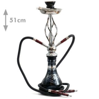 Shisha Oasis - Rasha Czarna (wys. 51 cm, 2 węże)